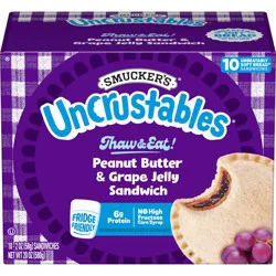 Smucker's Uncrustables Peanut Butter & Grape Jelly Sandwiches, 10 Count, 2 Oz. Each, Frozen