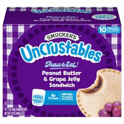 Smucker''s Smucker’s Uncrustables Peanut Butter & Grape Jelly Sandwiches, 10 Count, 2 Oz. Each, Frozen