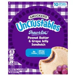 Smucker's Smucker’s Uncrustables Peanut Butter & Grape Jelly Sandwiches, 10 Count, 2 Oz. Each, Frozen