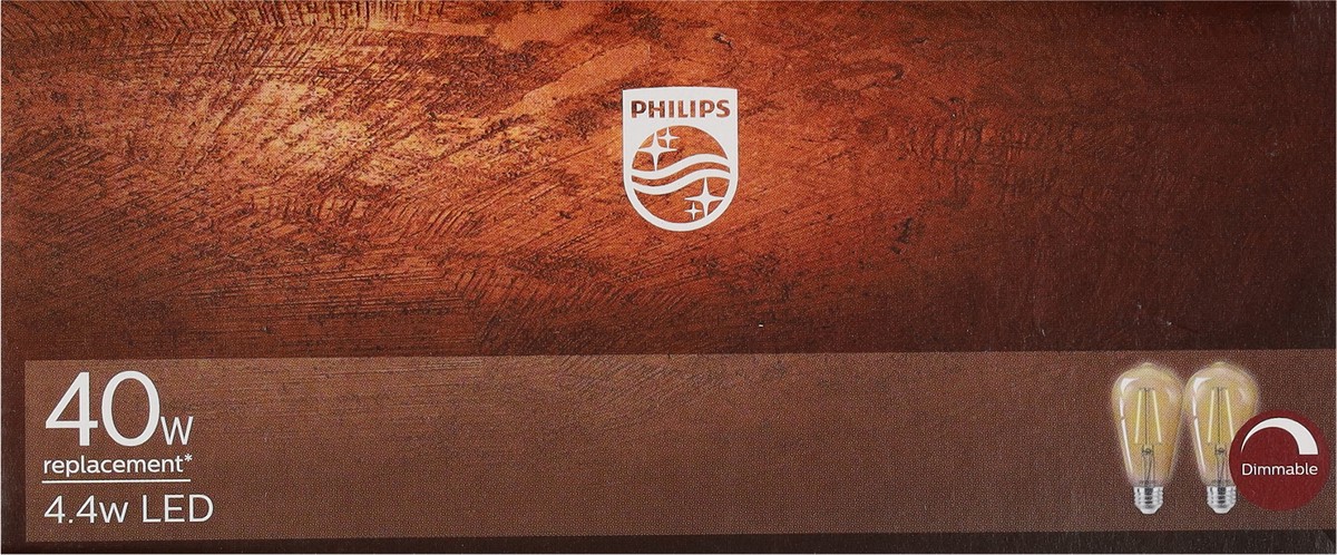 slide 6 of 9, Philips 4.4 Watts Amber Dimmable Vintage LED Light Bulbs 2 ea, 2 ct