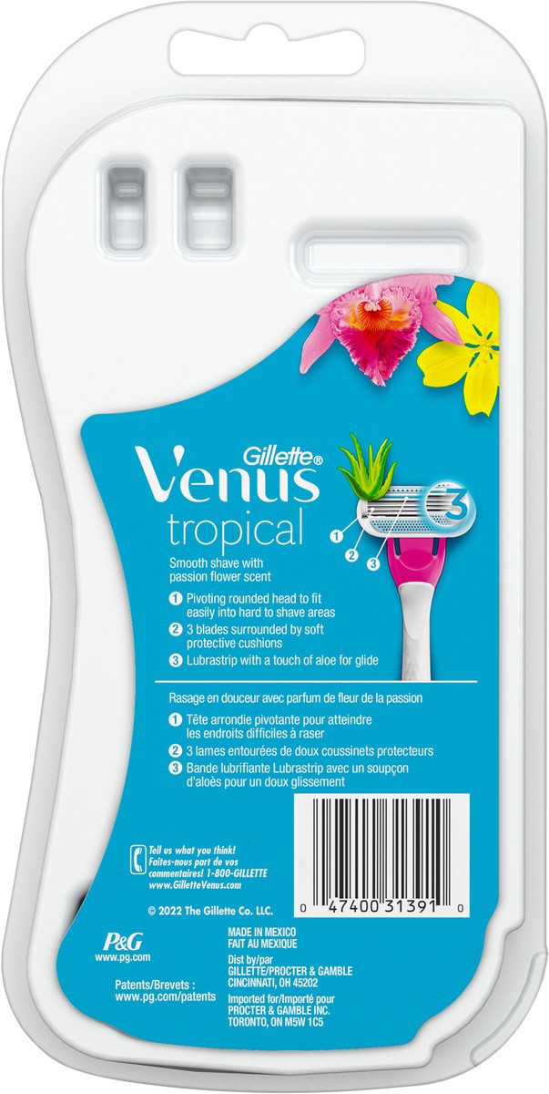 slide 2 of 3, Gillette Venus Tropical Women's Disposable Razor, 3 Count, 3 ct