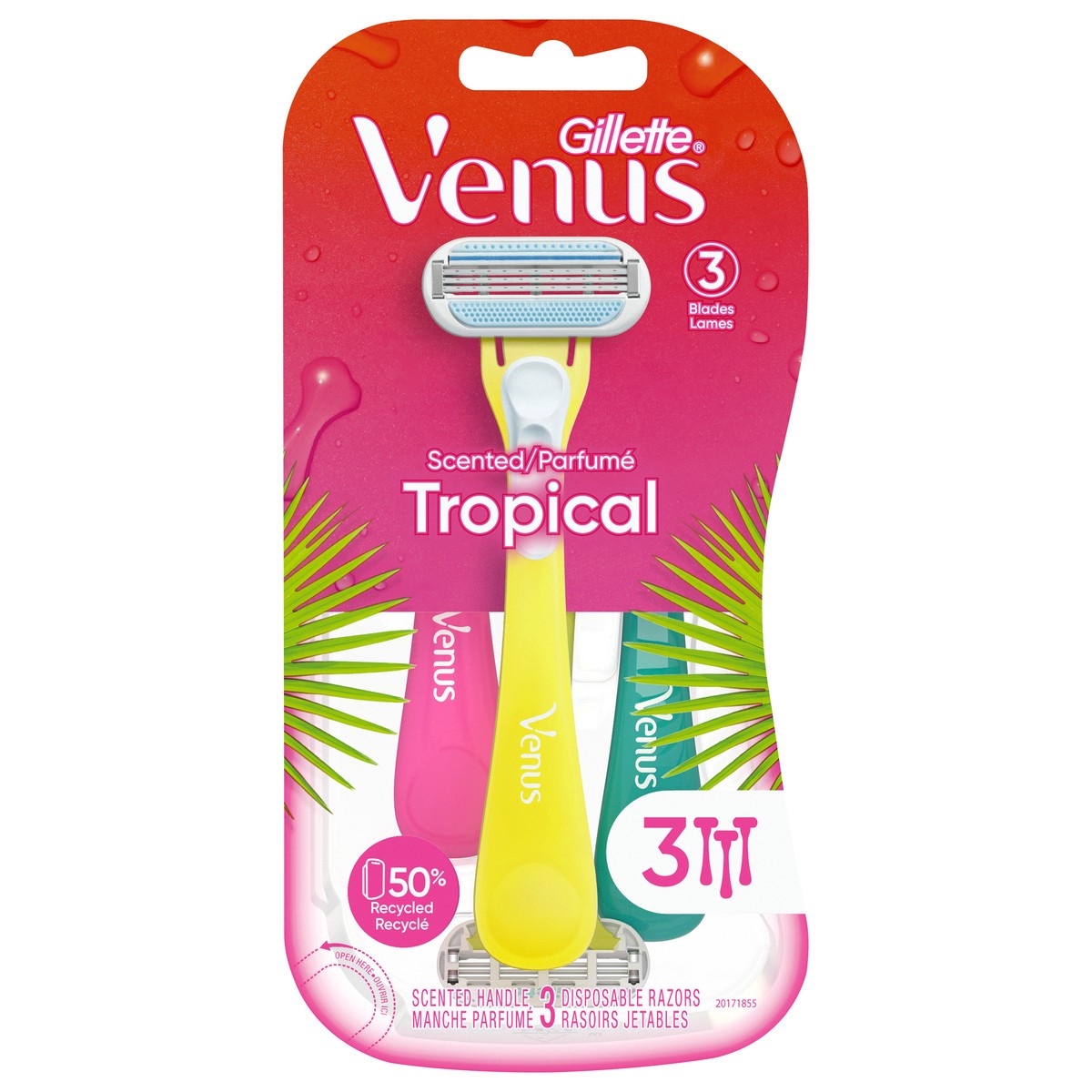 slide 1 of 3, Gillette Venus Tropical Women's Disposable Razor, 3 Count, 3 ct