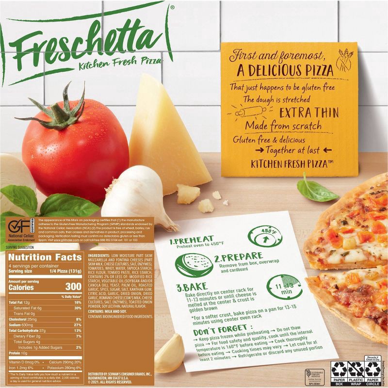 slide 3 of 7, FRESCHETTA Gluten Free Frozen Pizza, Margherita with Roasted Garlic, 1.16 lb