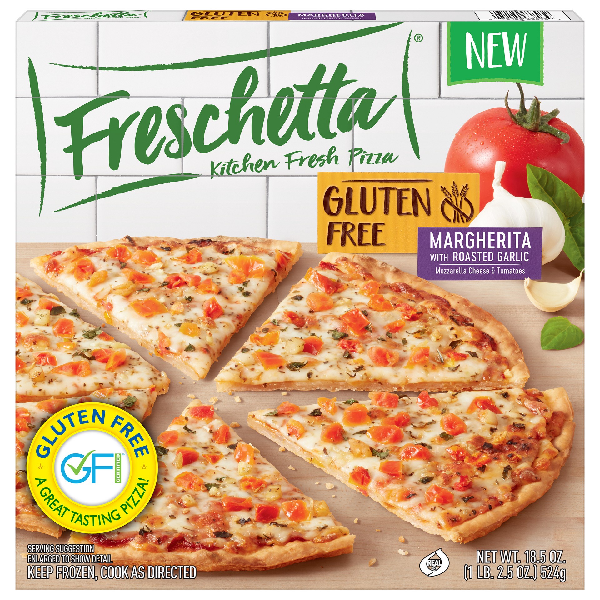slide 1 of 7, FRESCHETTA Gluten Free Frozen Pizza, Margherita with Roasted Garlic, 1.16 lb