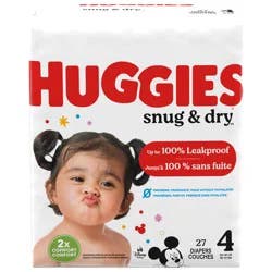 Huggies Snug & Dry Baby Diapers, Size 4, 27 Ct