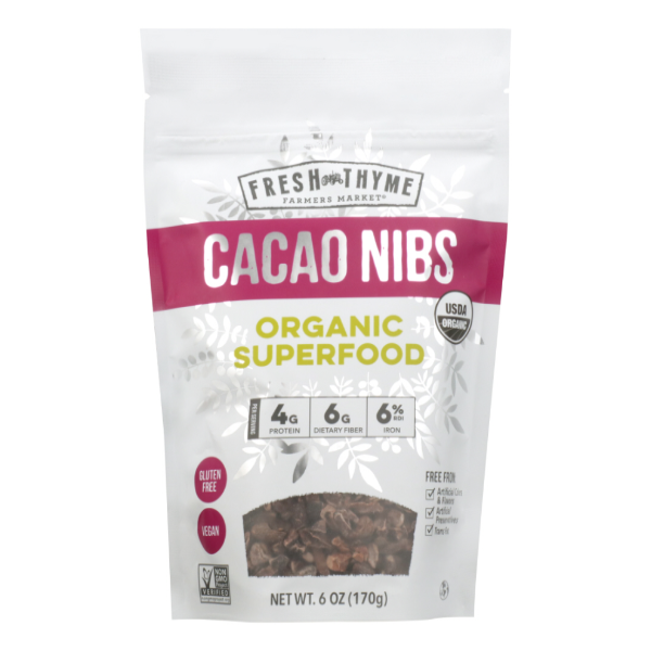 slide 1 of 1, Fresh Thyme Organic Cacao Nibs Superfood, 6 oz