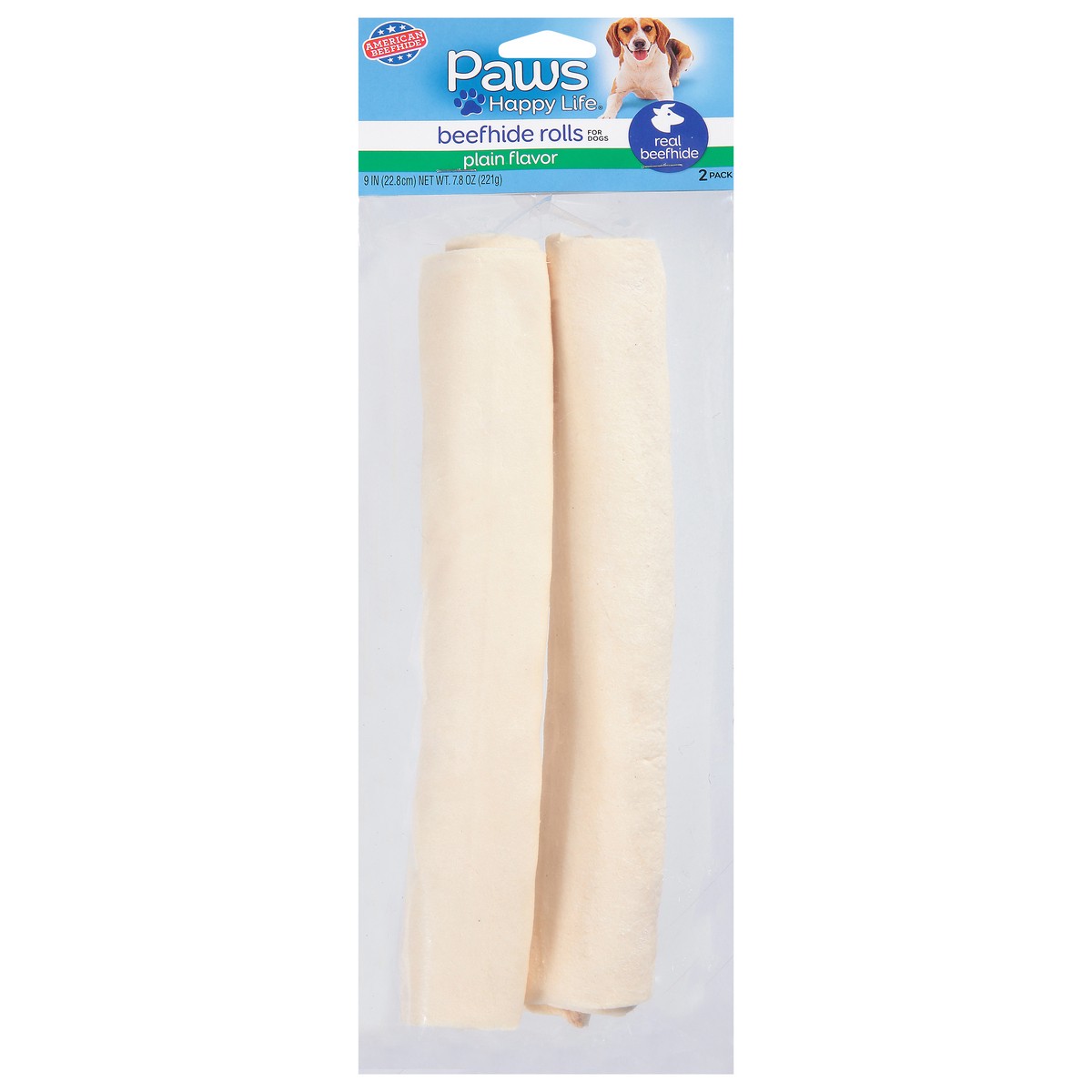 slide 7 of 13, Paws Happy Life 9 Inches Plain Flavor Beefhide Rolls for Dogs 2 ea, 2 ct