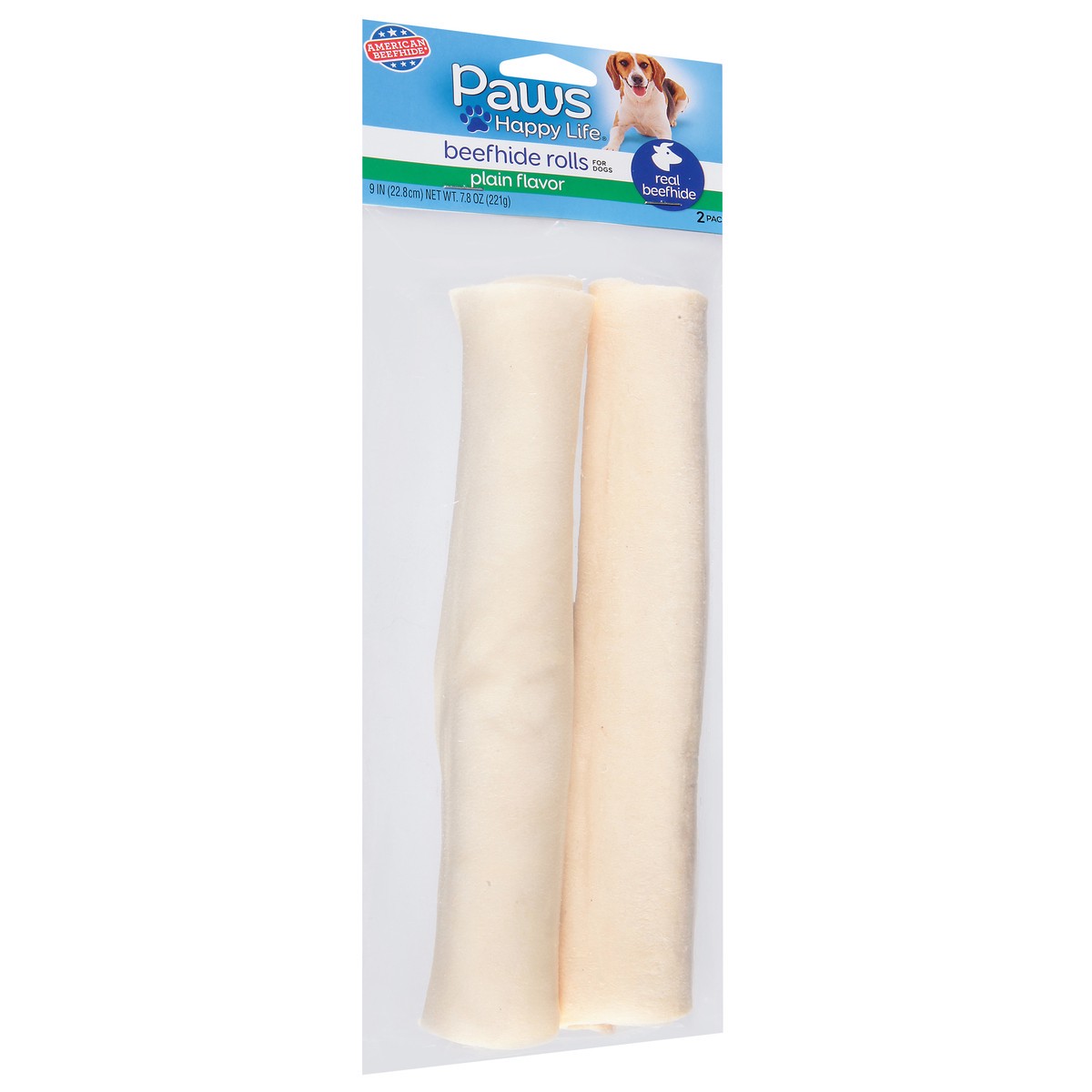 slide 8 of 13, Paws Happy Life 9 Inches Plain Flavor Beefhide Rolls for Dogs 2 ea, 2 ct