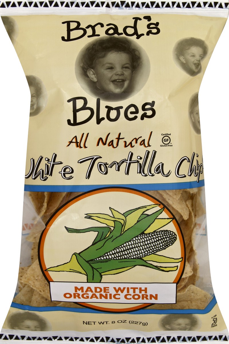 slide 1 of 5, Brads Blues Tortilla Chips 8 oz, 8 oz