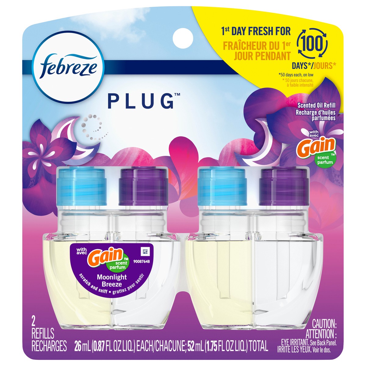 slide 1 of 2, Febreze Plug In Air Freshener, Odor-Fighting Scented Oil Refill, Gain Moonlight Breeze, 2 Refills, 2 ct; 1.75 oz
