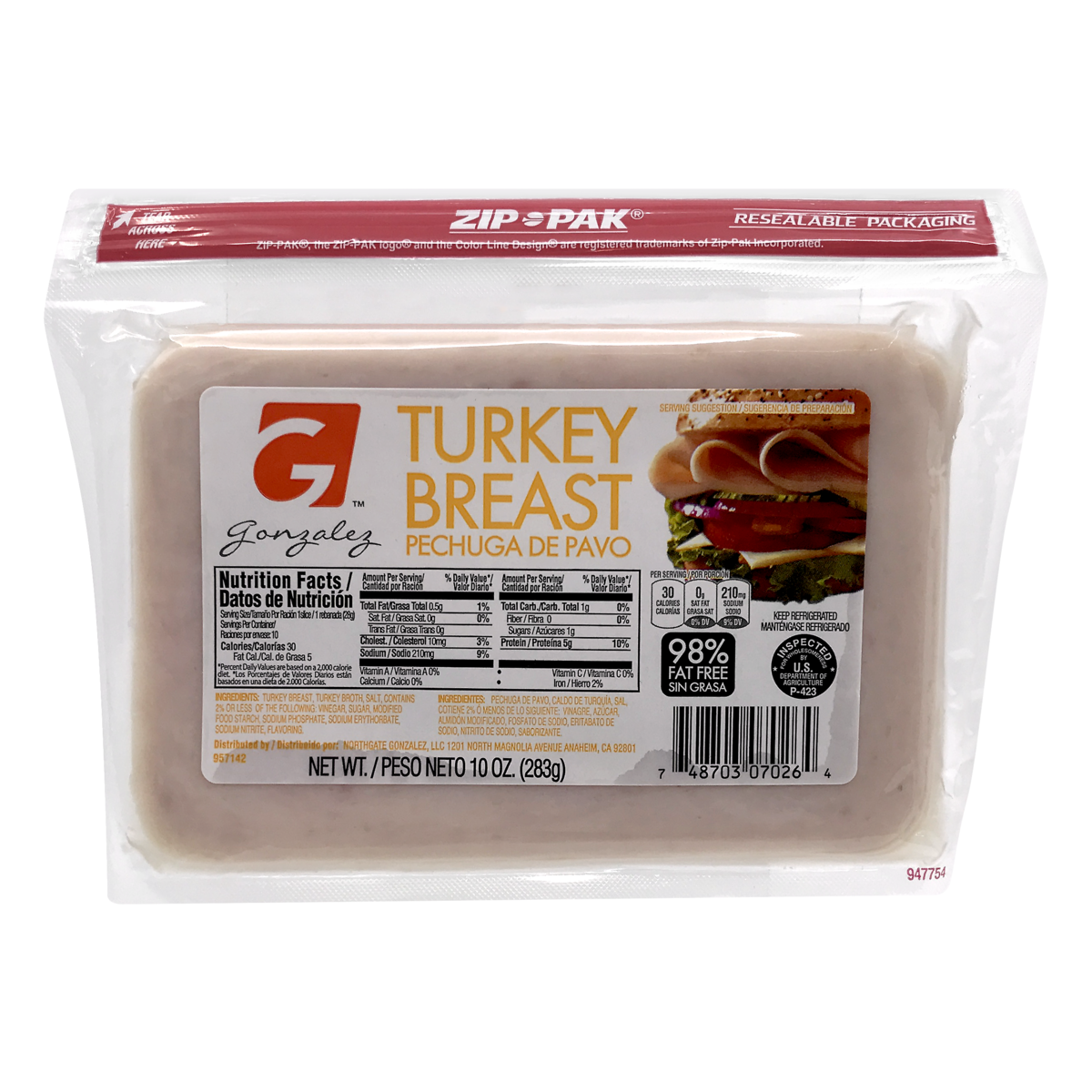 slide 1 of 1, Gonzalez Sliced Turkey Breast, 10 oz