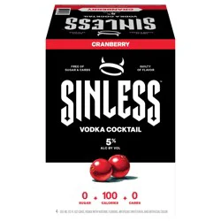 Sinless Spirits Premium Vodka Cocktail Cranberry (12 fl. oz. Can, 4pk.)