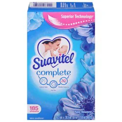 Suavitel Complete Dryer Sheets, Fabric Conditioner, Field Flowers Scent, 185 Sheets