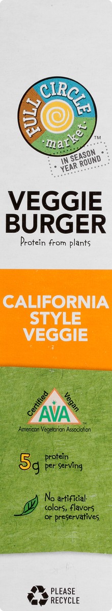 slide 10 of 10, Full Circle Market California Style Veggie Classic Veggie Patty With A Blend Of Carrots, Peas, Zucchini, Edamame, Corn, Green Beans, Spinach, Chickpeas And Broccoli Veggie Burger Patties, 10 oz