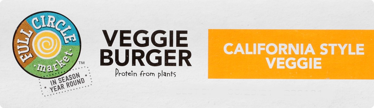slide 7 of 10, Full Circle Market California Style Veggie Classic Veggie Patty With A Blend Of Carrots, Peas, Zucchini, Edamame, Corn, Green Beans, Spinach, Chickpeas And Broccoli Veggie Burger Patties, 10 oz