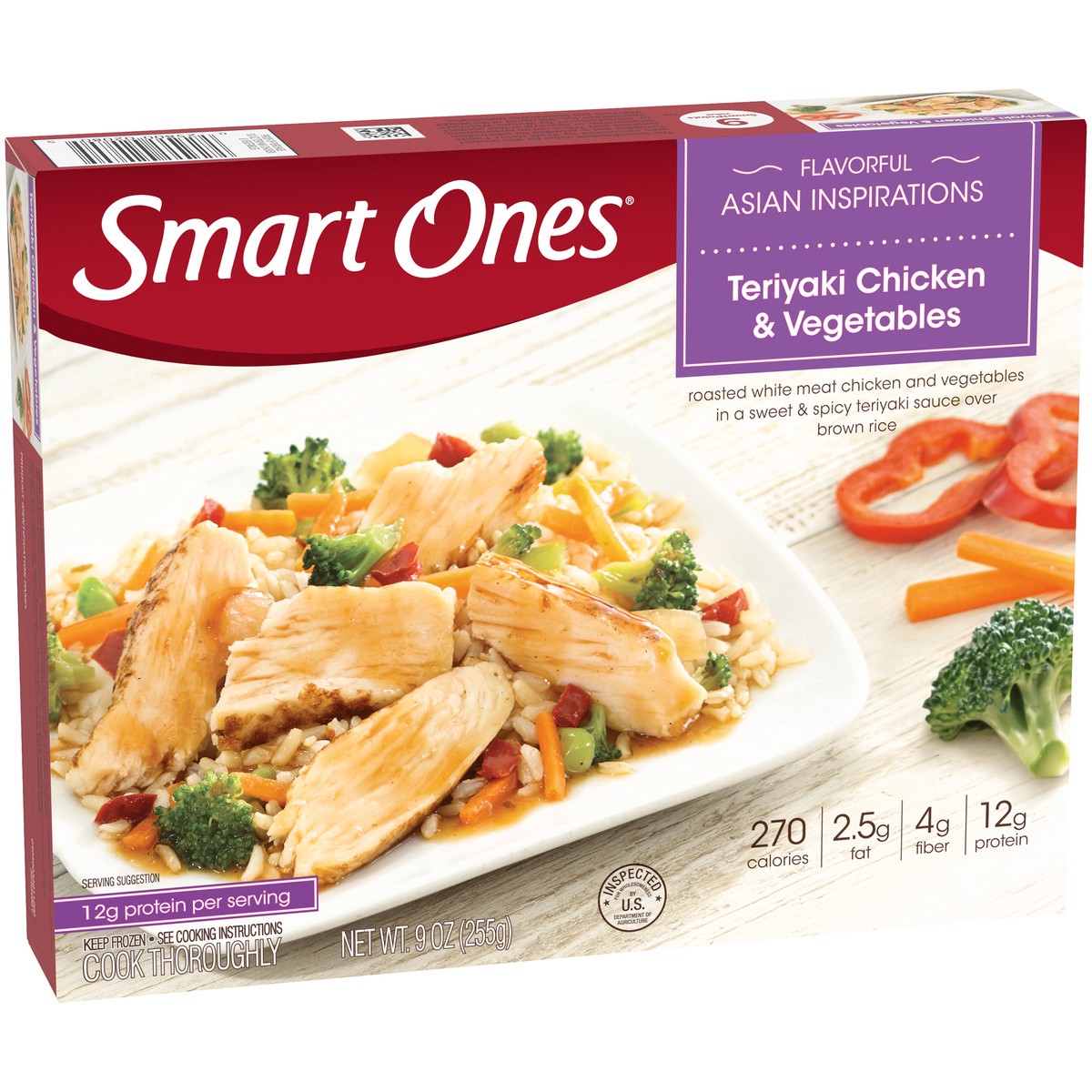 slide 6 of 14, Smart Ones Teriyaki Sweet & Spicy Chicken & Vegetables with Brown Rice Frozen Meal, 9 oz Box, 9 oz