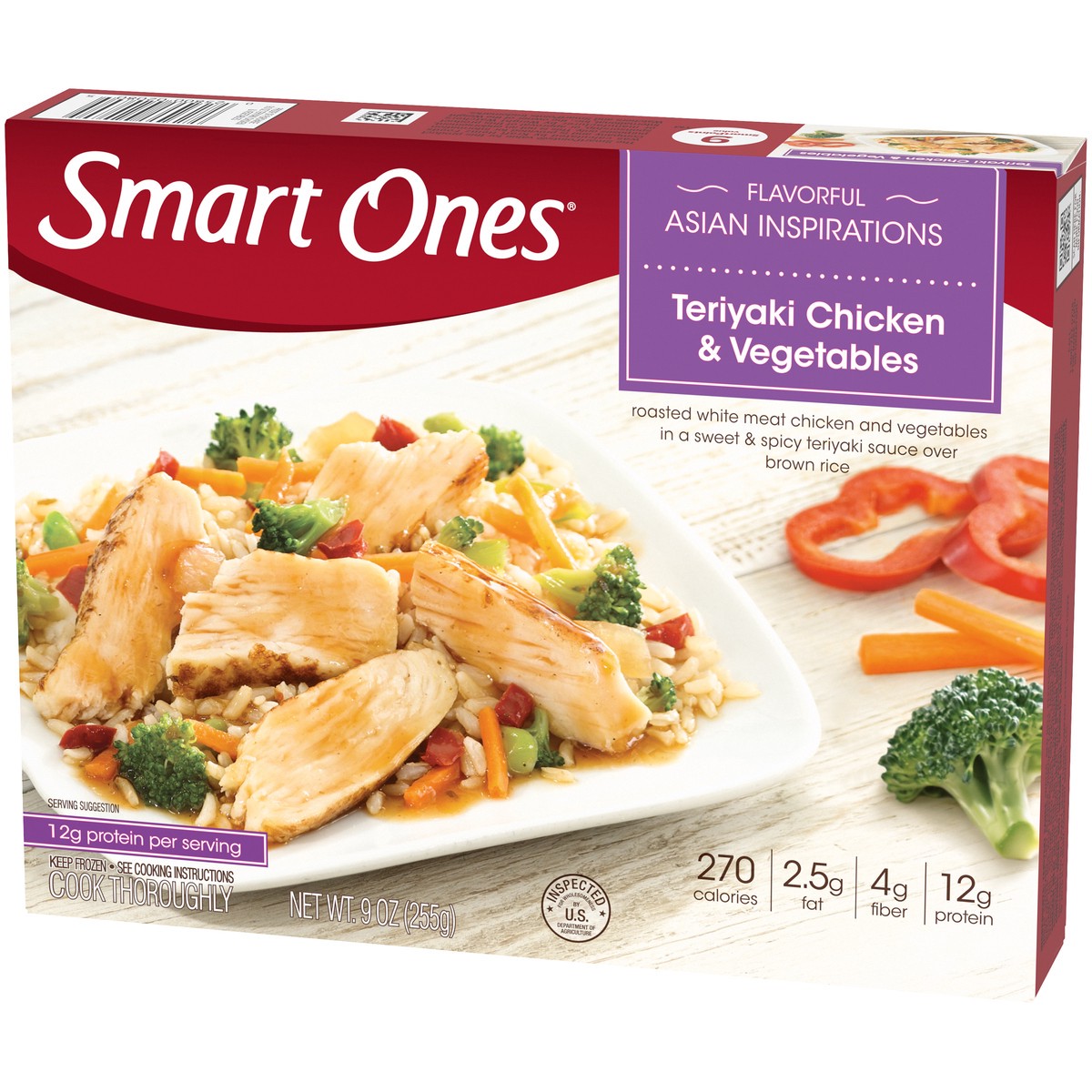 slide 7 of 14, Smart Ones Teriyaki Sweet & Spicy Chicken & Vegetables with Brown Rice Frozen Meal, 9 oz Box, 9 oz