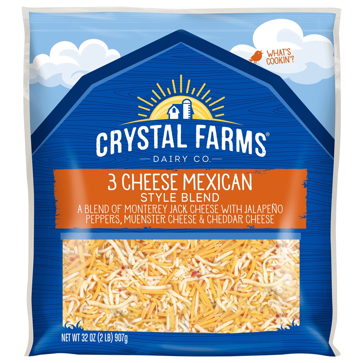 slide 1 of 6, Crystal Farms Shredded 3 Cheese Mexican Style Blend, 32 oz, 32 oz