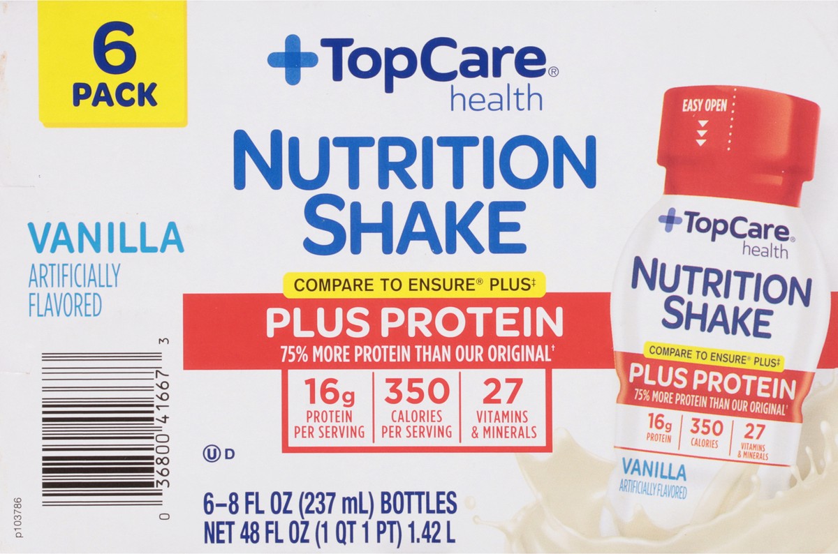 slide 4 of 9, TopCare Health Vanilla Nutrition Shake 6 ea, 6 ct; 8 fl oz