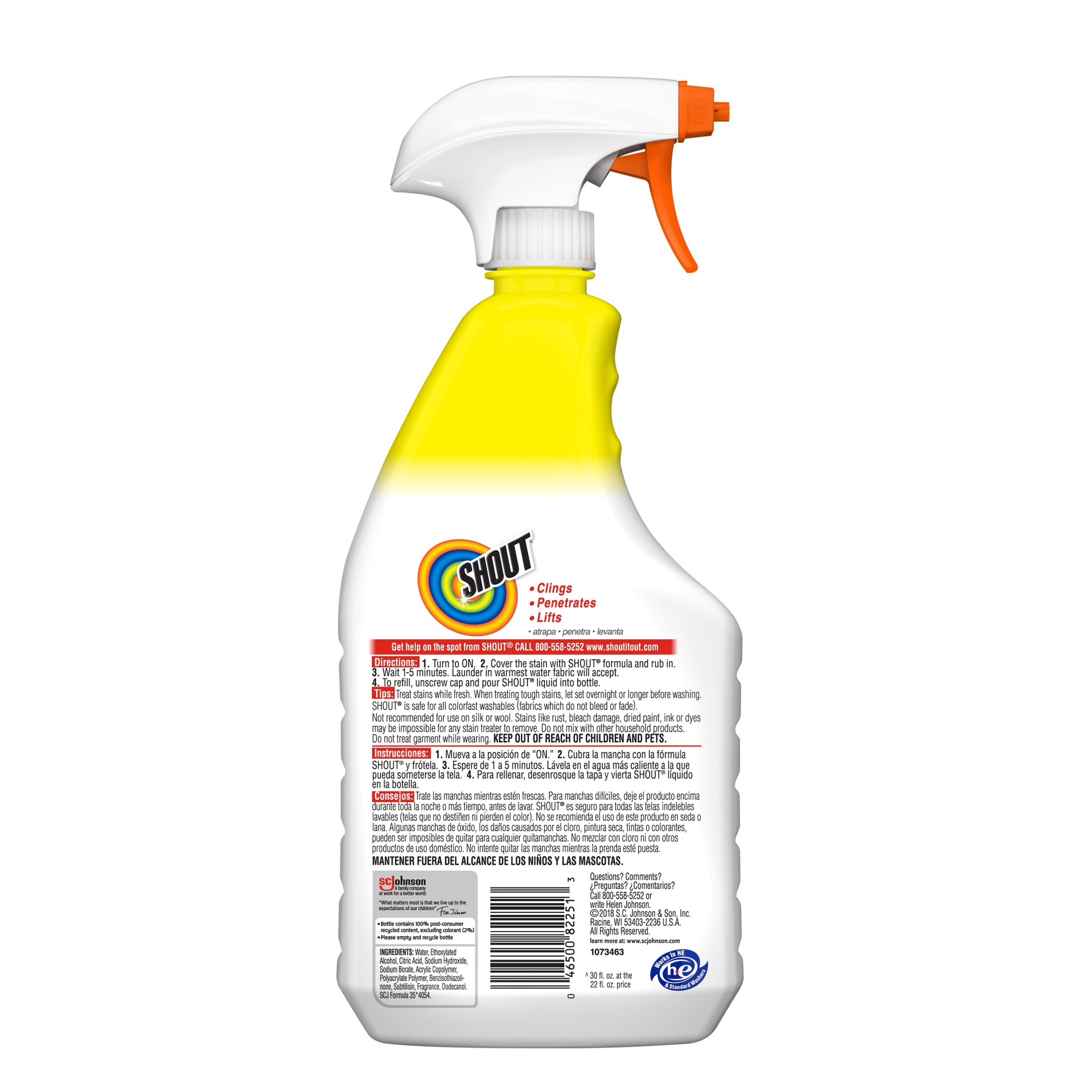 slide 2 of 7, Shout Triple Action Stain Remover, 30 oz