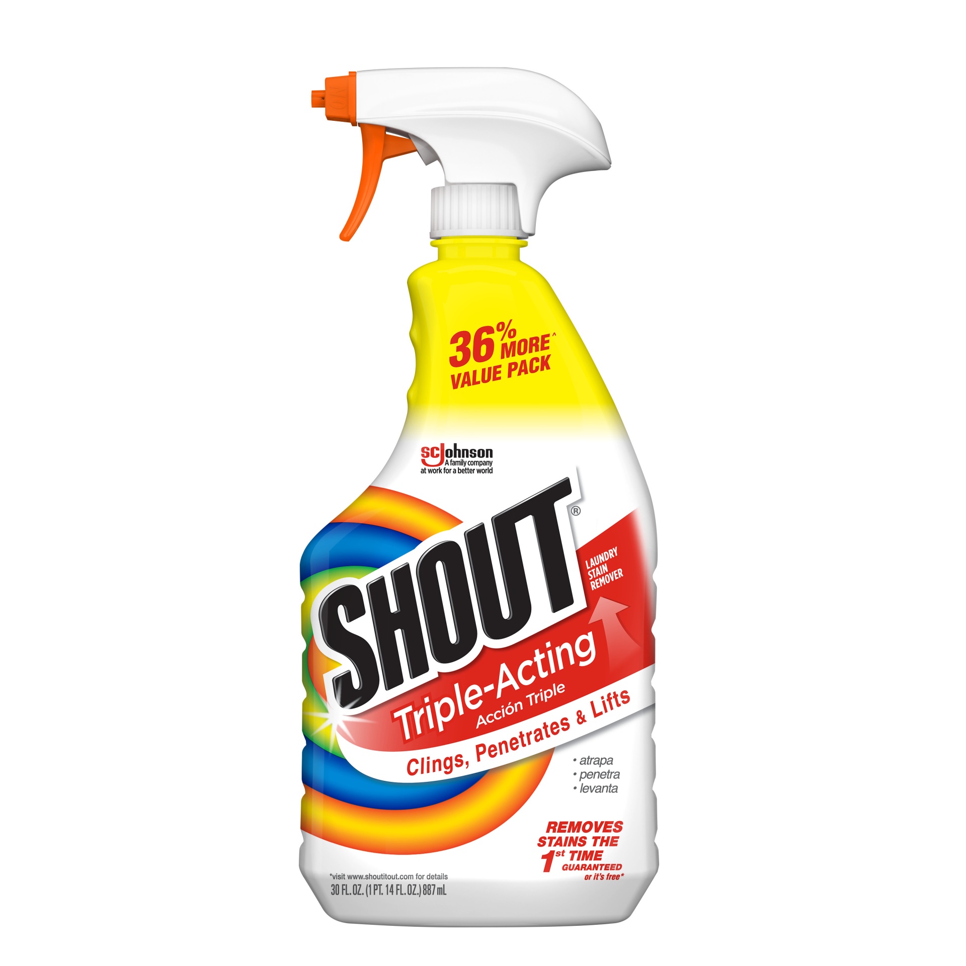 slide 1 of 7, Shout Triple Action Stain Remover, 30 oz