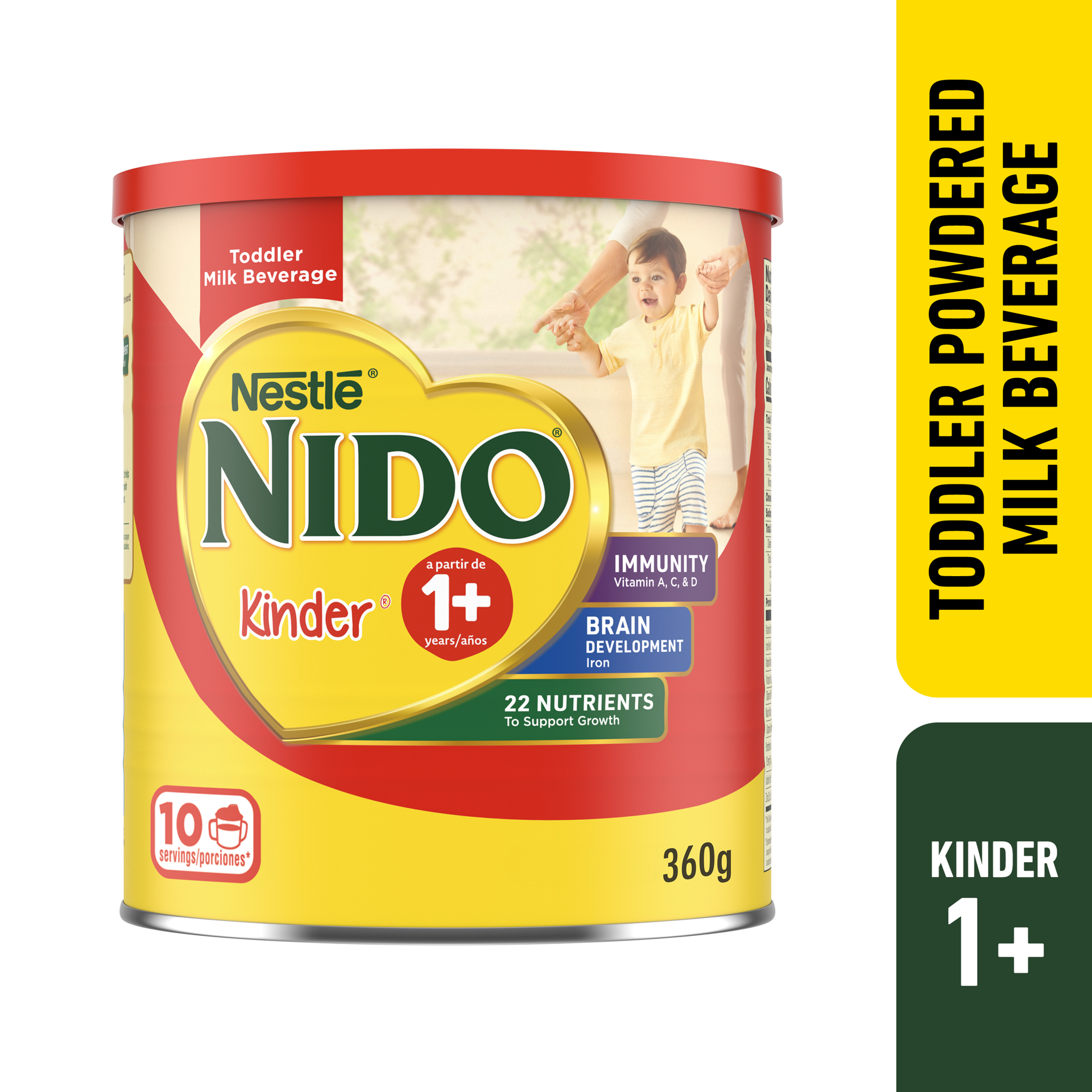 slide 1 of 9, Nido Nestlé NIDO Kinder Toddler Milk Beverage Powder Mix, 1 + Years, 10 Servings per Container, 120 Total Servings, 12x360g (4,320g), 12.7 oz