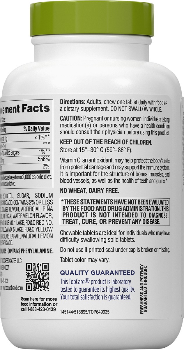 slide 12 of 15, TopCare Health Chewable Tropical Fruit Flavors 500 mg Vitamin C 100 Tablets, 100 ct