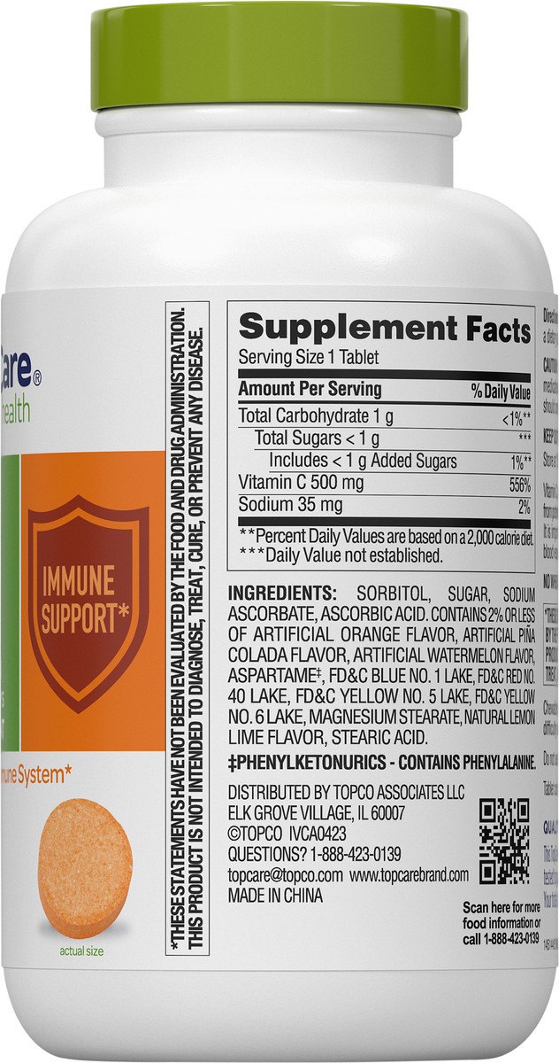 slide 4 of 15, TopCare Health Chewable Tropical Fruit Flavors 500 mg Vitamin C 100 Tablets, 100 ct