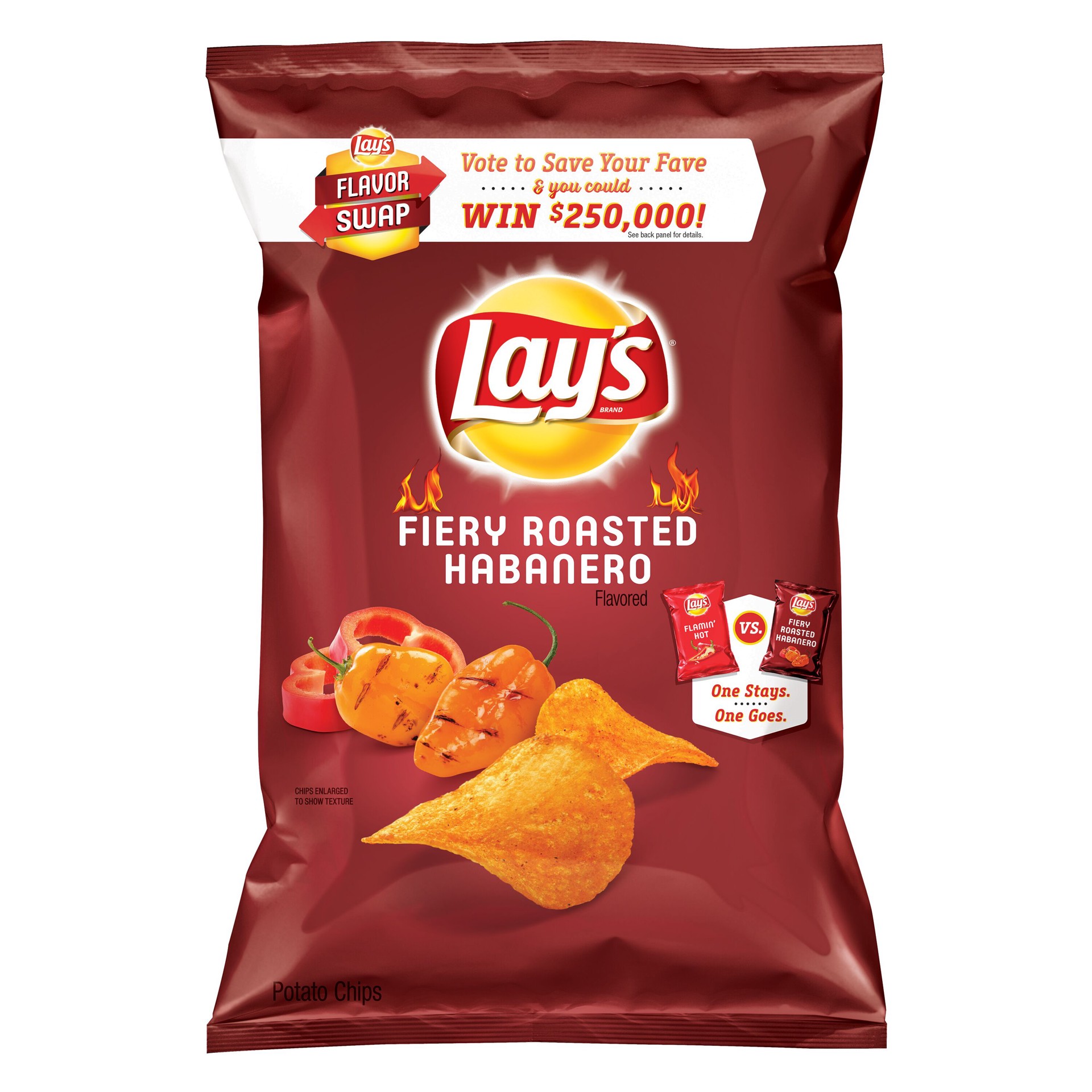 slide 1 of 1, Lay's Fiery Roasted Habanero Potato Chips 2.75 Ounce Plastic Bag, 2.75 oz