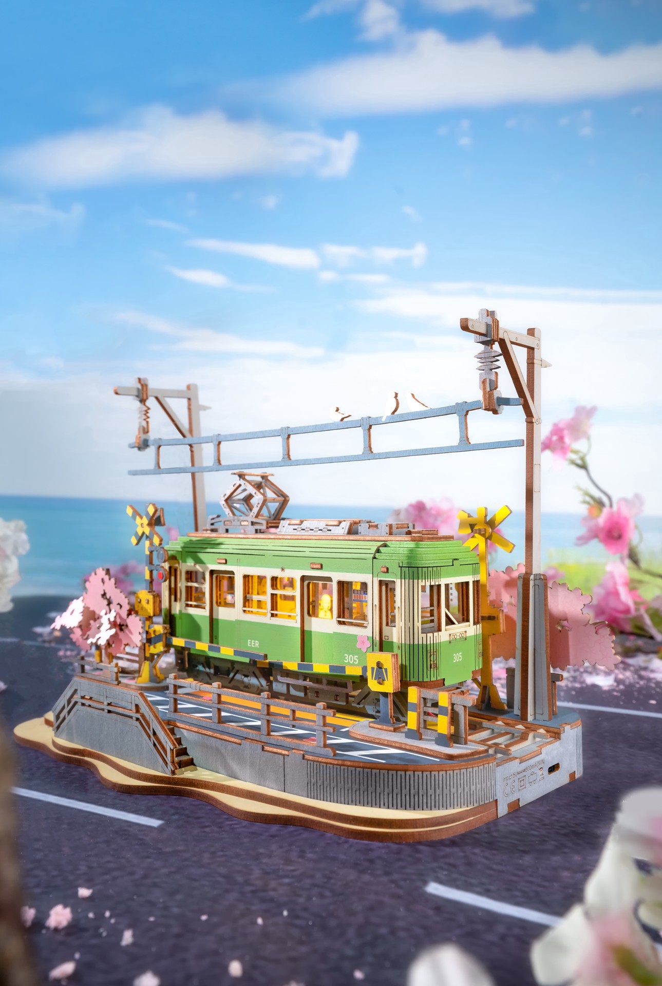 slide 10 of 10, Robotime Rolife Sakura Journey 3d Puzzle Creation Set, 6.57 in x 5.51 in x 9.13 in