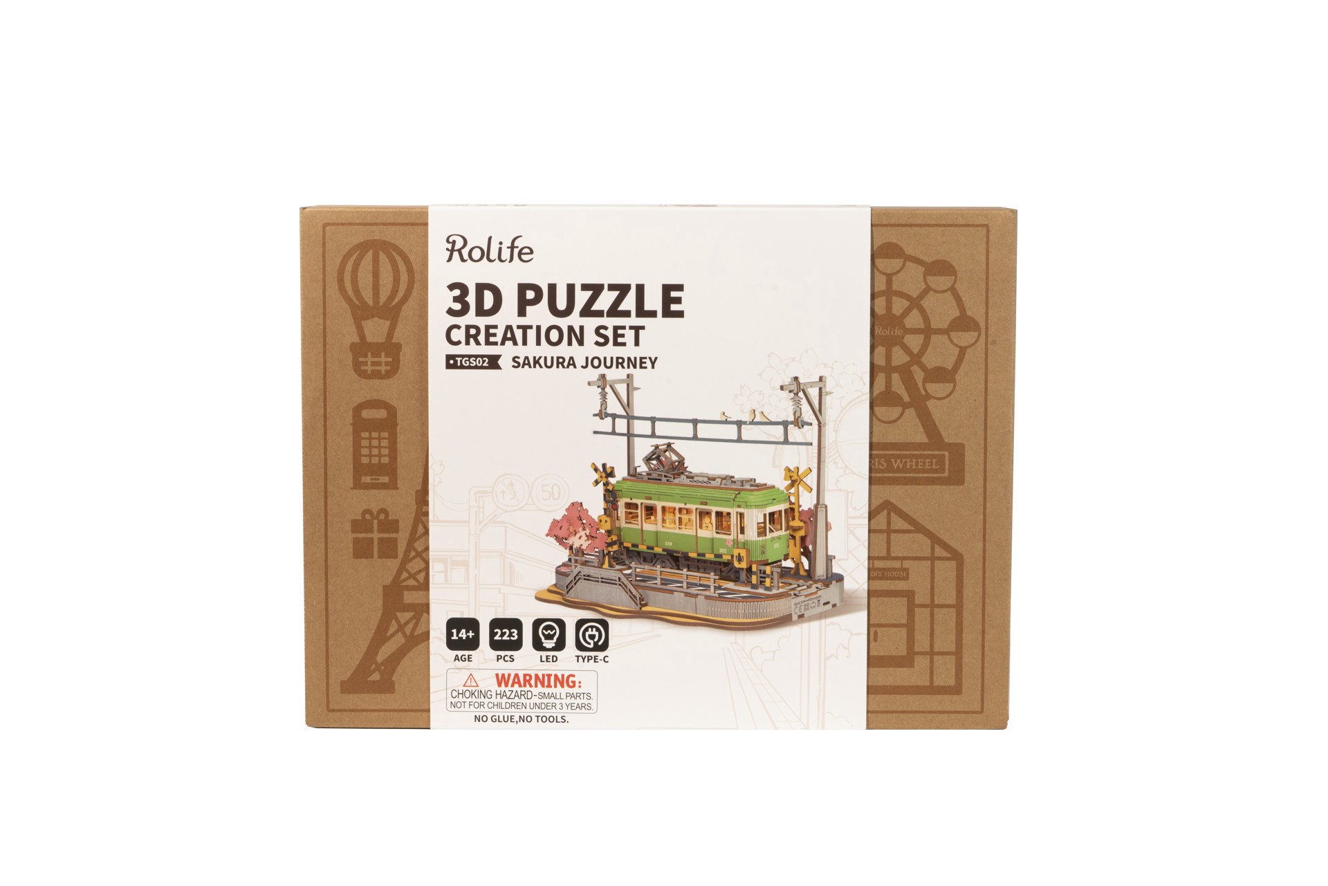 slide 6 of 10, Robotime Rolife Sakura Journey 3d Puzzle Creation Set, 6.57 in x 5.51 in x 9.13 in
