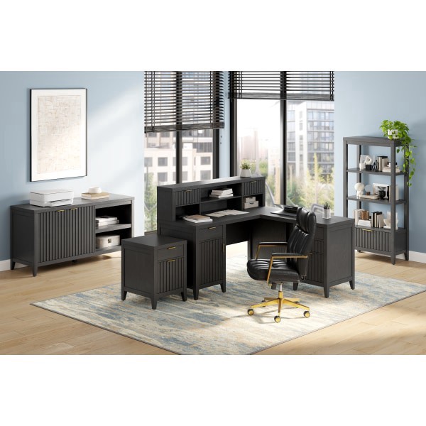 slide 7 of 8, Thomasville Rivington 60""H 3-Shelf Bookcase With Storage, Raven Black, 1 ct