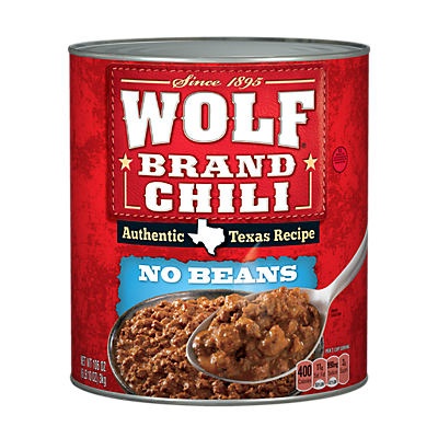 slide 1 of 1, Wolf Brand Chili No Beans, 106 oz