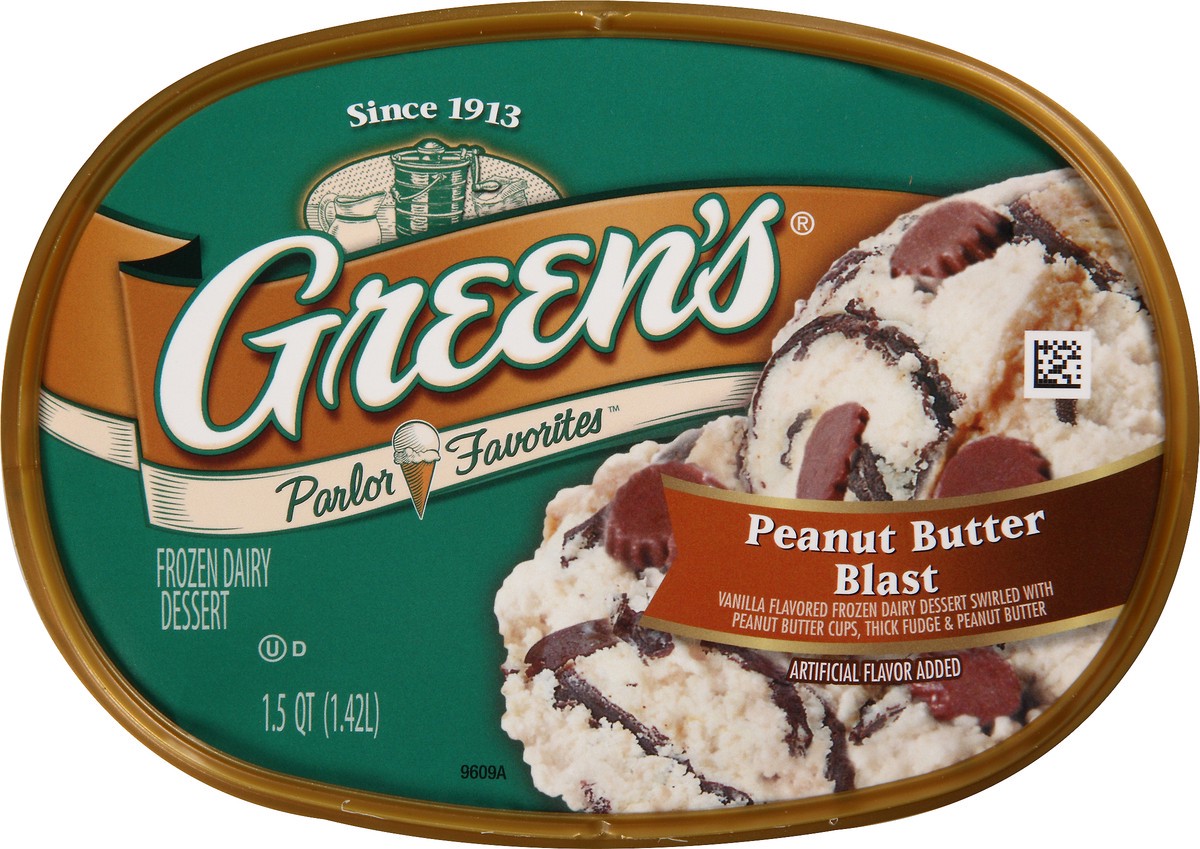 slide 8 of 10, Green's Parlor Favorites Peanut Butter Blast Frozen Dairy Dessert 1.5 qt. Carton, 1.5 qt