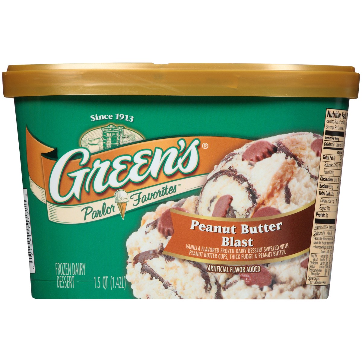 slide 1 of 10, Green's Parlor Favorites Peanut Butter Blast Frozen Dairy Dessert 1.5 qt. Carton, 1.5 qt