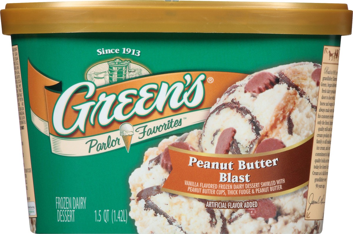 slide 10 of 10, Green's Parlor Favorites Peanut Butter Blast Frozen Dairy Dessert 1.5 qt. Carton, 1.5 qt