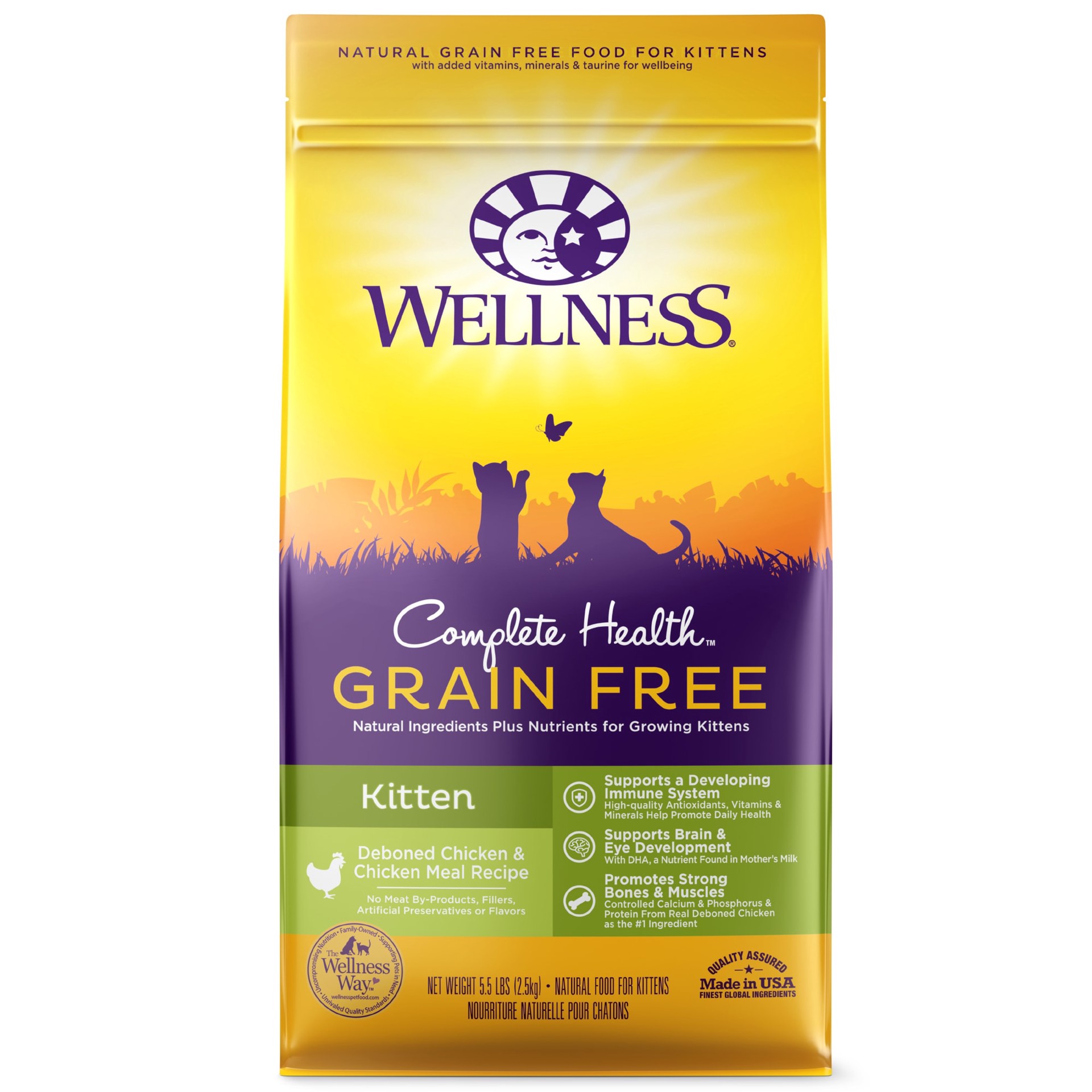 slide 1 of 5, Wellness Complete Health Natural Grain Free Deboned Chicken & Chicken Meal Dry Kitten Food, 1 ct