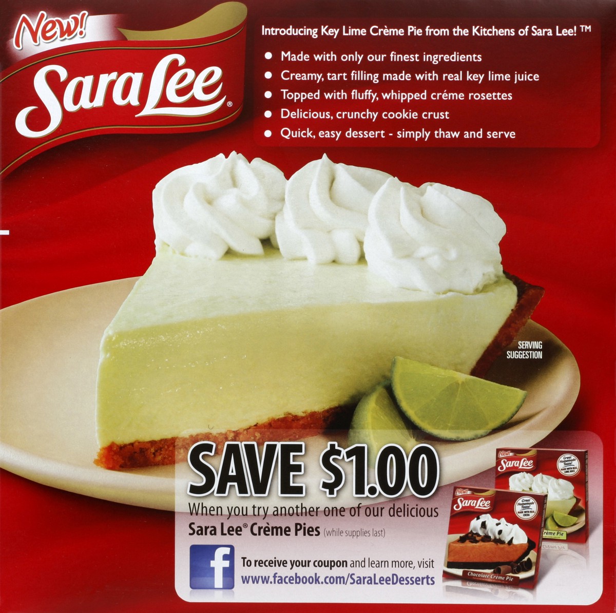 slide 3 of 5, Sara Lee Crème Pie Key Lime 23oz, 23 oz