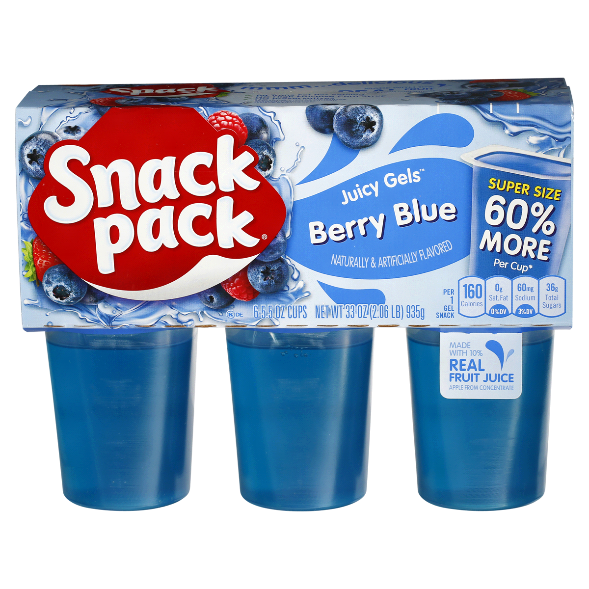 slide 1 of 1, Hunt's Super Snack Pack Berry Blue Juicy Gels, 6 ct
