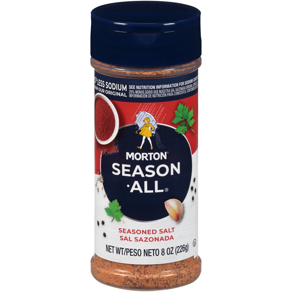 slide 1 of 12, Morton Season-All Seasoned Salt, Less Sodium, 8 OZ, 8 oz