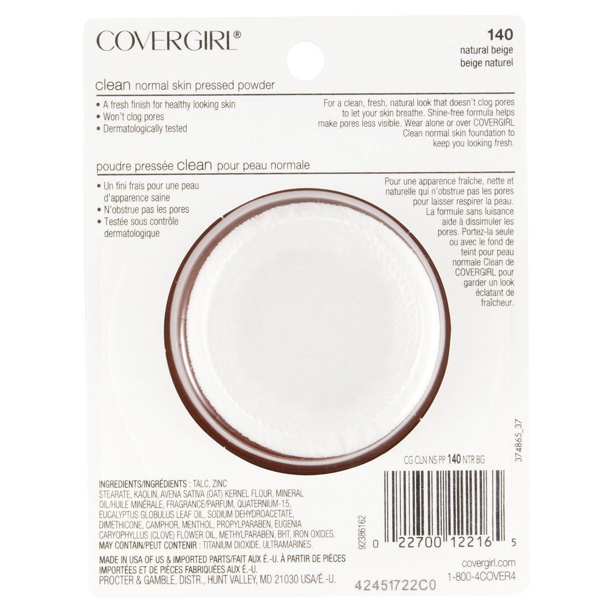 slide 2 of 4, Covergirl Clean Pressed Powder 140 Natural Beige, 0.35 oz