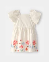 Carter's Toddler Girl Floral Puff Sleeve Dress - Ivory - 3T