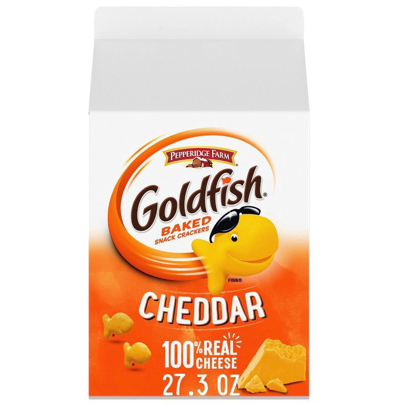 slide 1 of 11, Goldfish Cheddar Cheese Crackers Carton - 27.3 oz, 27.3 oz
