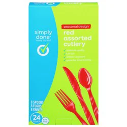 Simply Done Red Seasonal Design Assorted Cutlery 24 ea