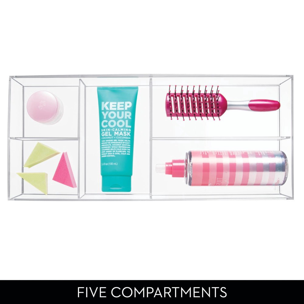 slide 2 of 4, Idesign Clarity Divided Tray, 16 in x 7 in x 2 in