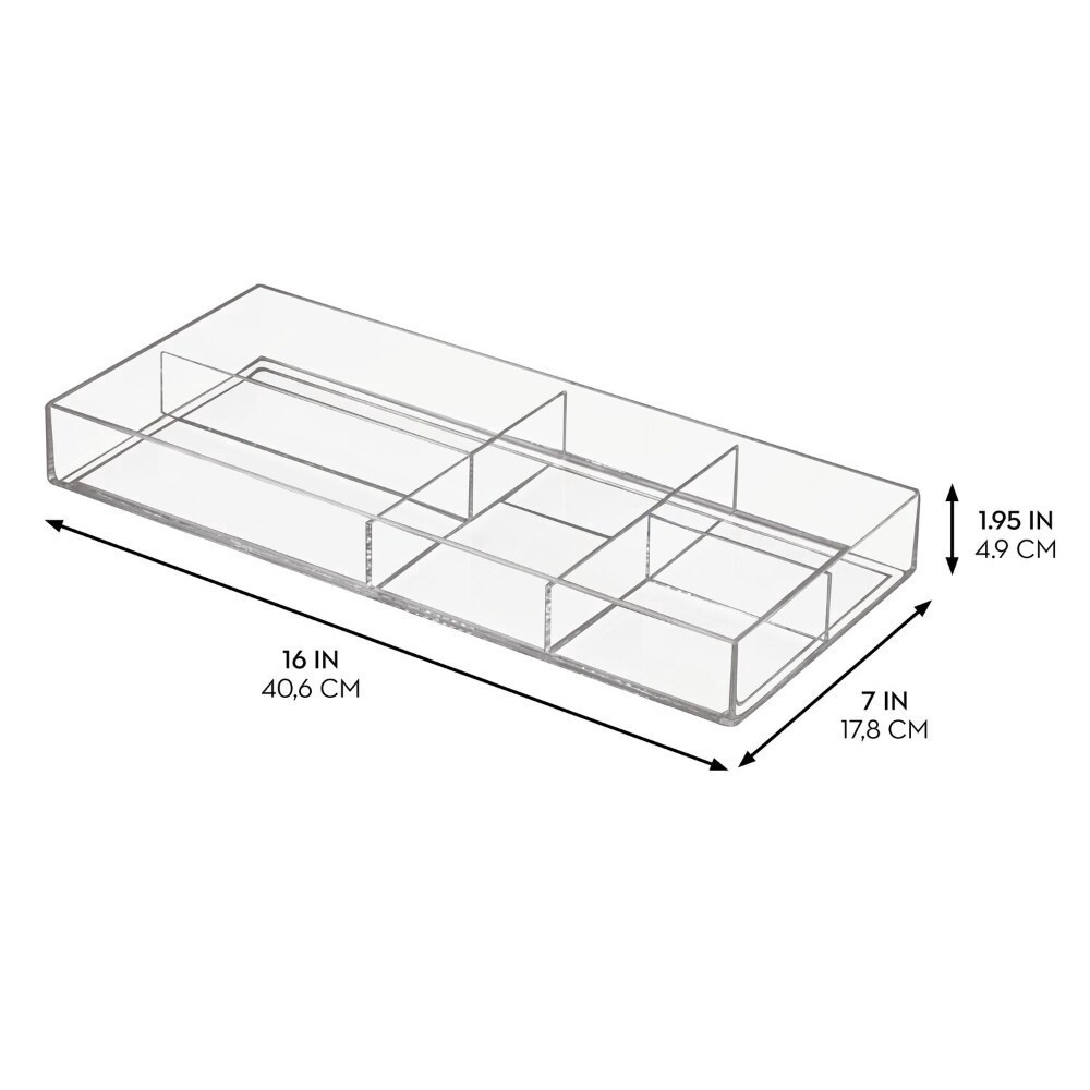 slide 4 of 4, Idesign Clarity Divided Tray, 16 in x 7 in x 2 in
