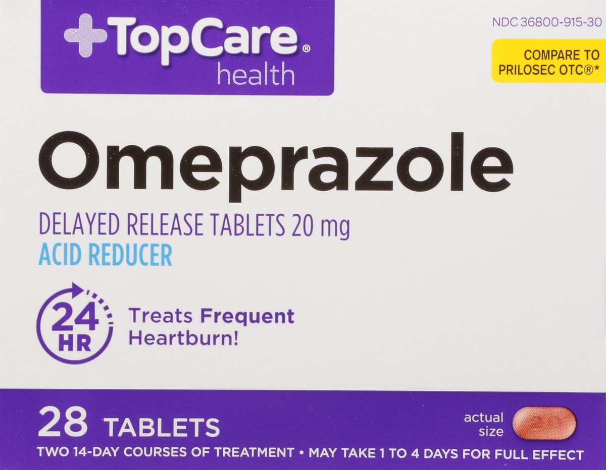 slide 5 of 9, TopCare Health 20 mg Omeprazole Tablets 28 ea, 28 ct