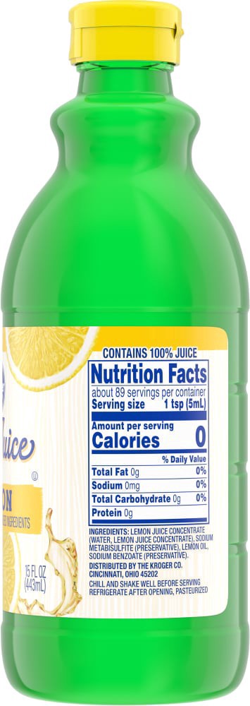 slide 2 of 2, Kroger 100% Lemon Juice, 15 fl oz