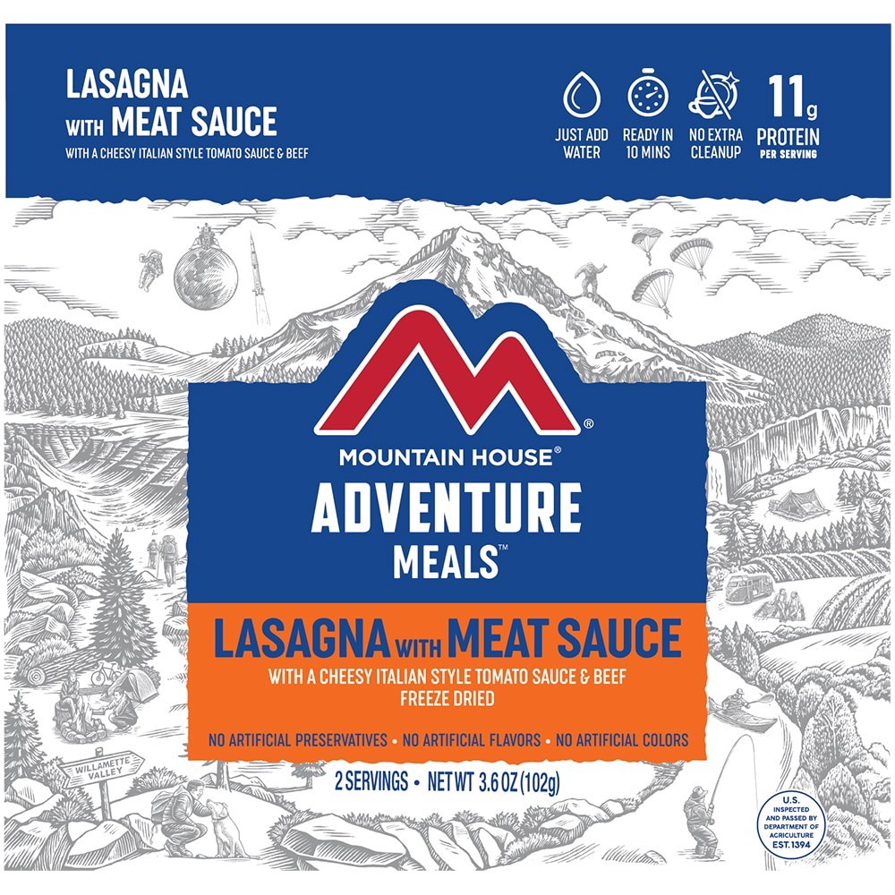 slide 1 of 1, Mountain House Adventure Meals Freeze Dried Camping Meal - Lasagna With Meat Sauce, 3.6 oz