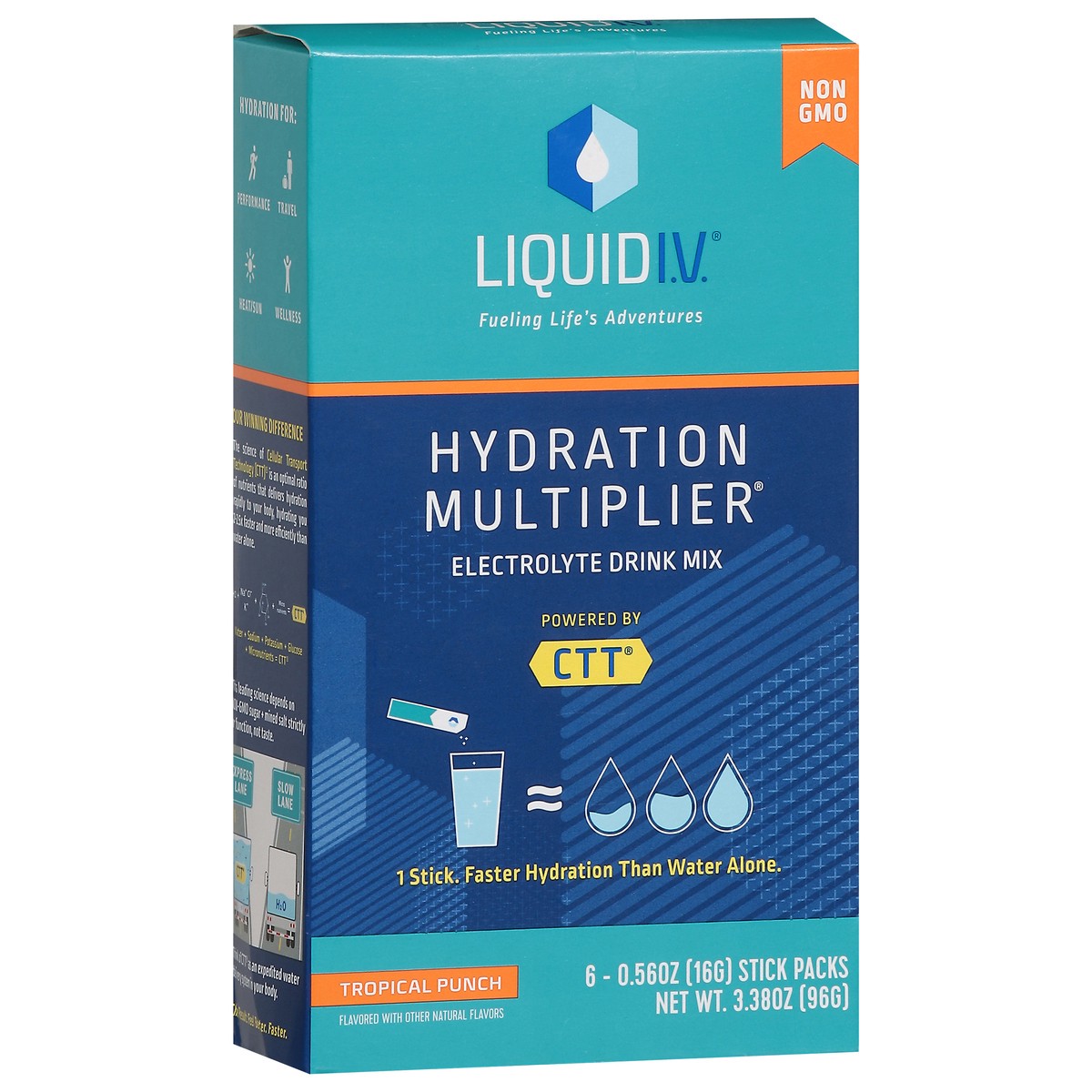 slide 7 of 15, Liquid I.V. Hydration Multiplier - Tropical Punch - Hydration Powder Packets | Electrolyte Powder Drink Mix | Convenient Single-Serving Sticks | Non-GMO | 6 Sticks, 6 ct; 3.38 oz